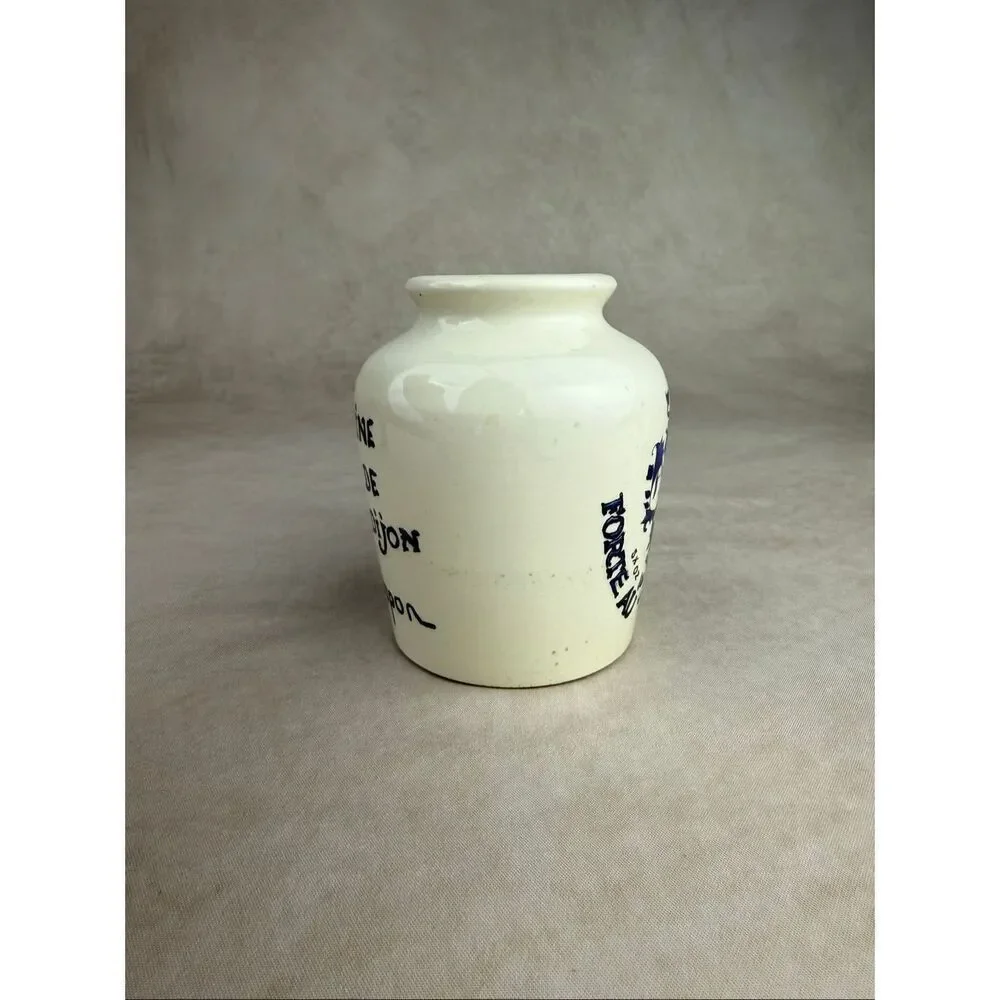 Antique French Ceramic De Dijon Grey Poupon Jar Sarreguemines Pottery 3.5